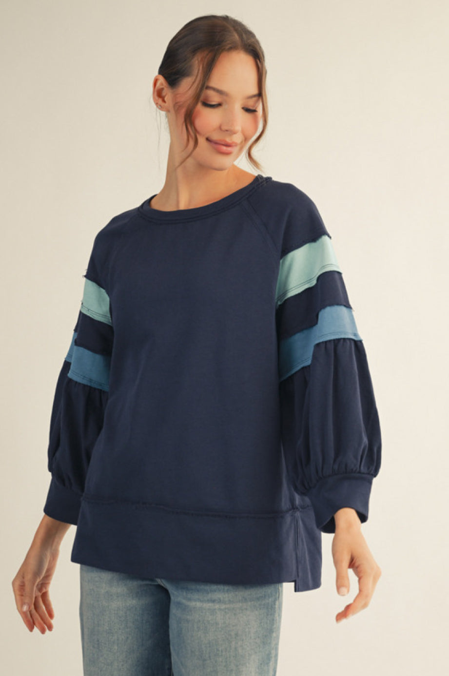 R42058 3/4 Raglan Sleeve Casual Top