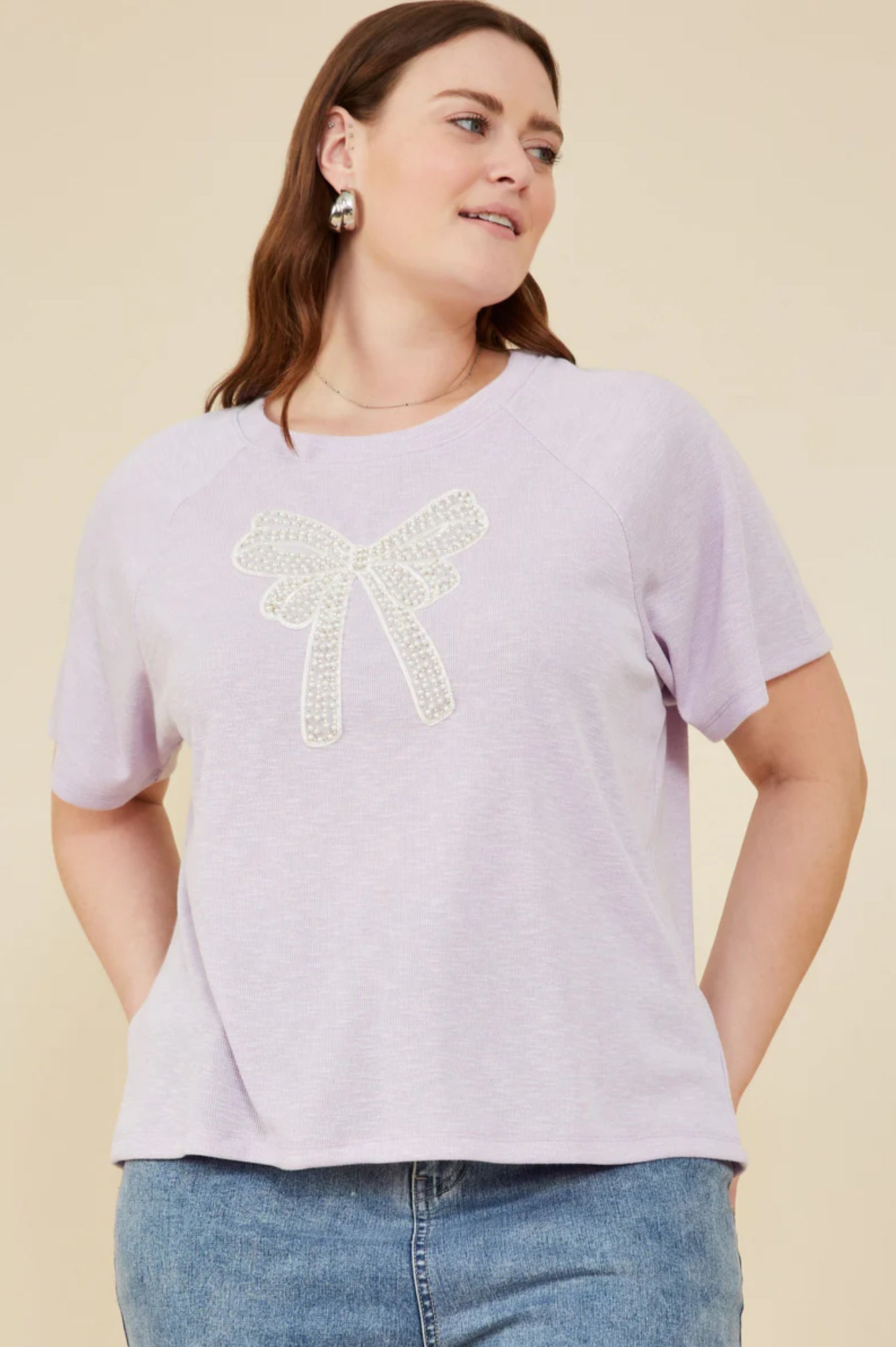 HY8434W Curvy Pearl Ribbon Top