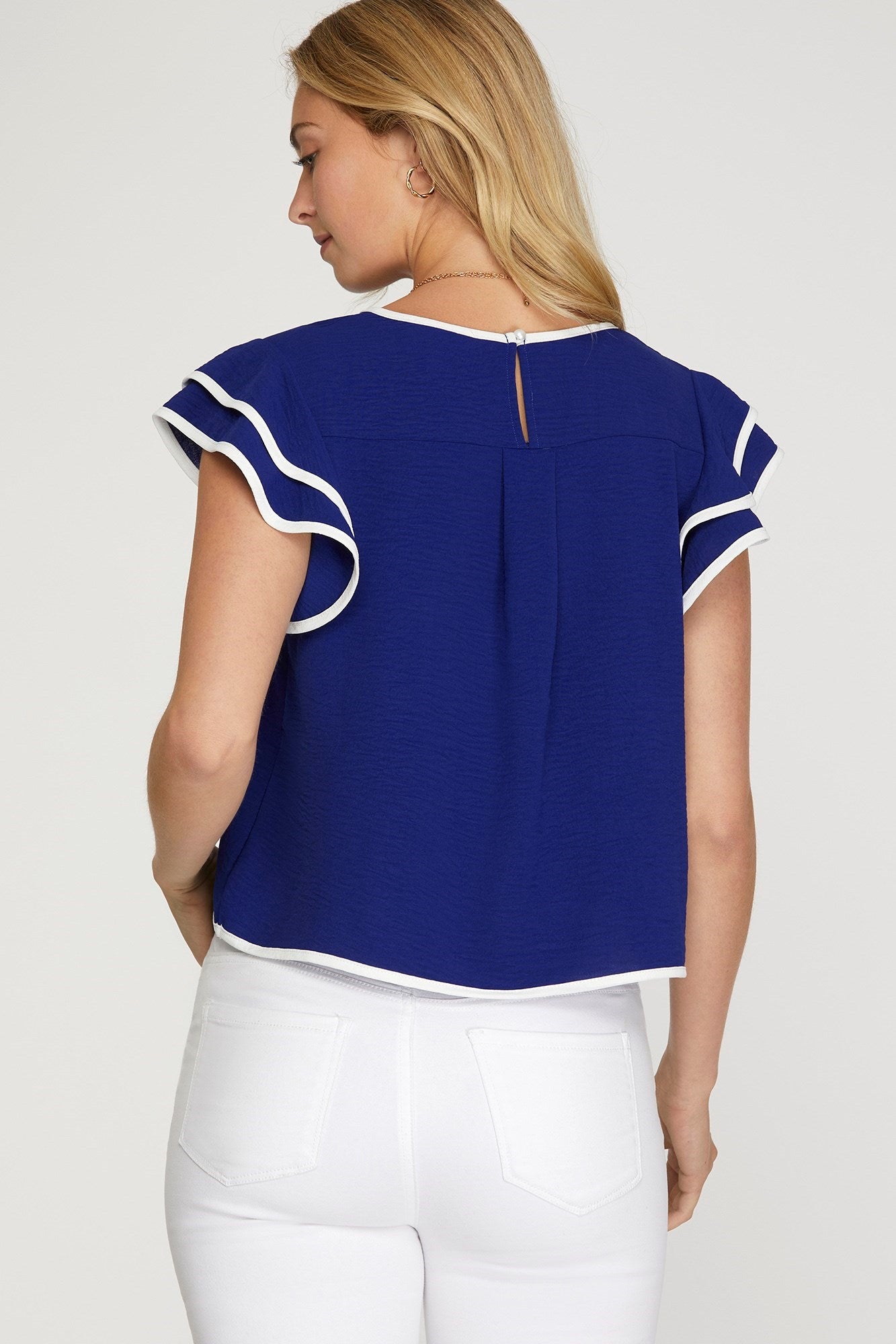 SY6057 Game Day Ruffle Sleeve Top
