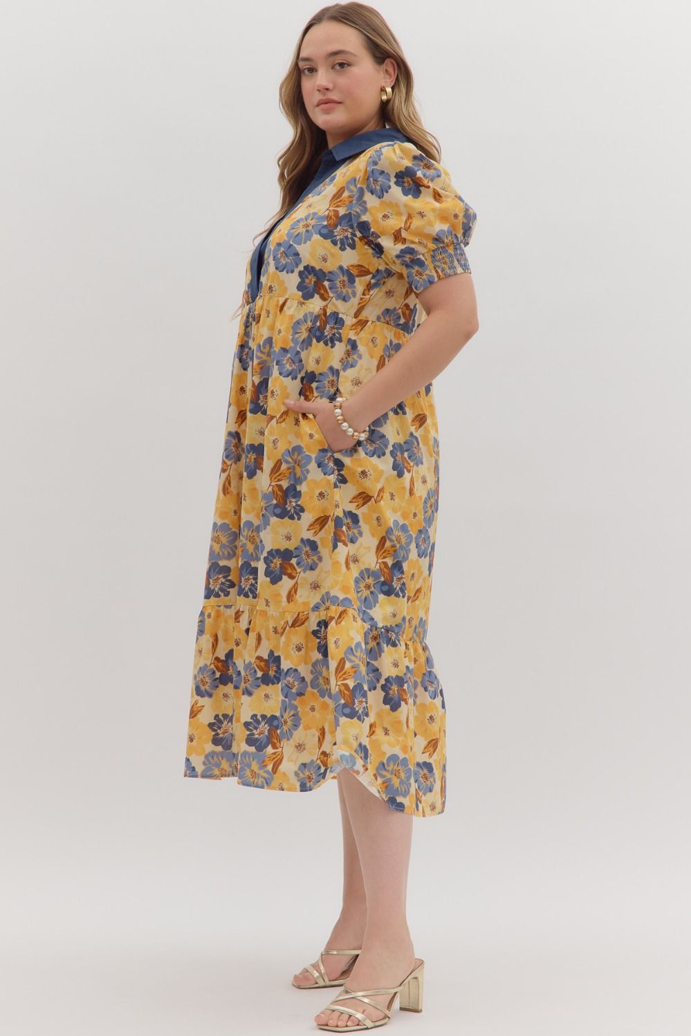 D27476P Curvy Floral Print Dress
