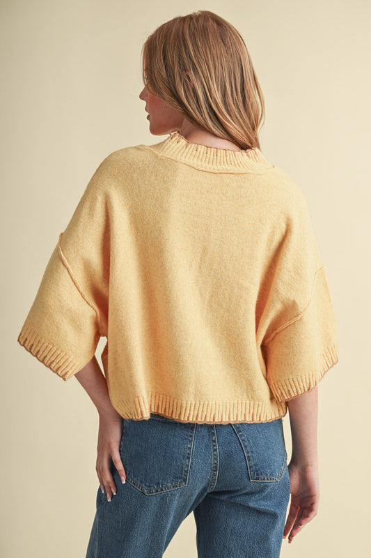 MSW11407 Blanket Stitch Mock Neck Sweater Top