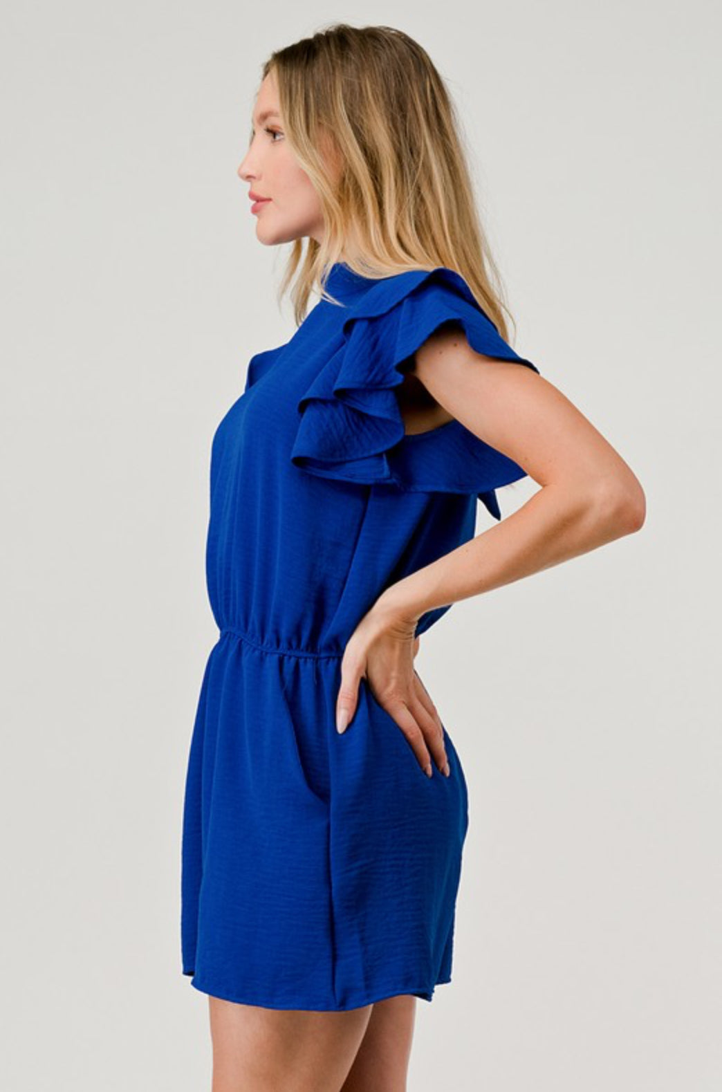 Tara Mock Neck Ruffle Sleeve Romper