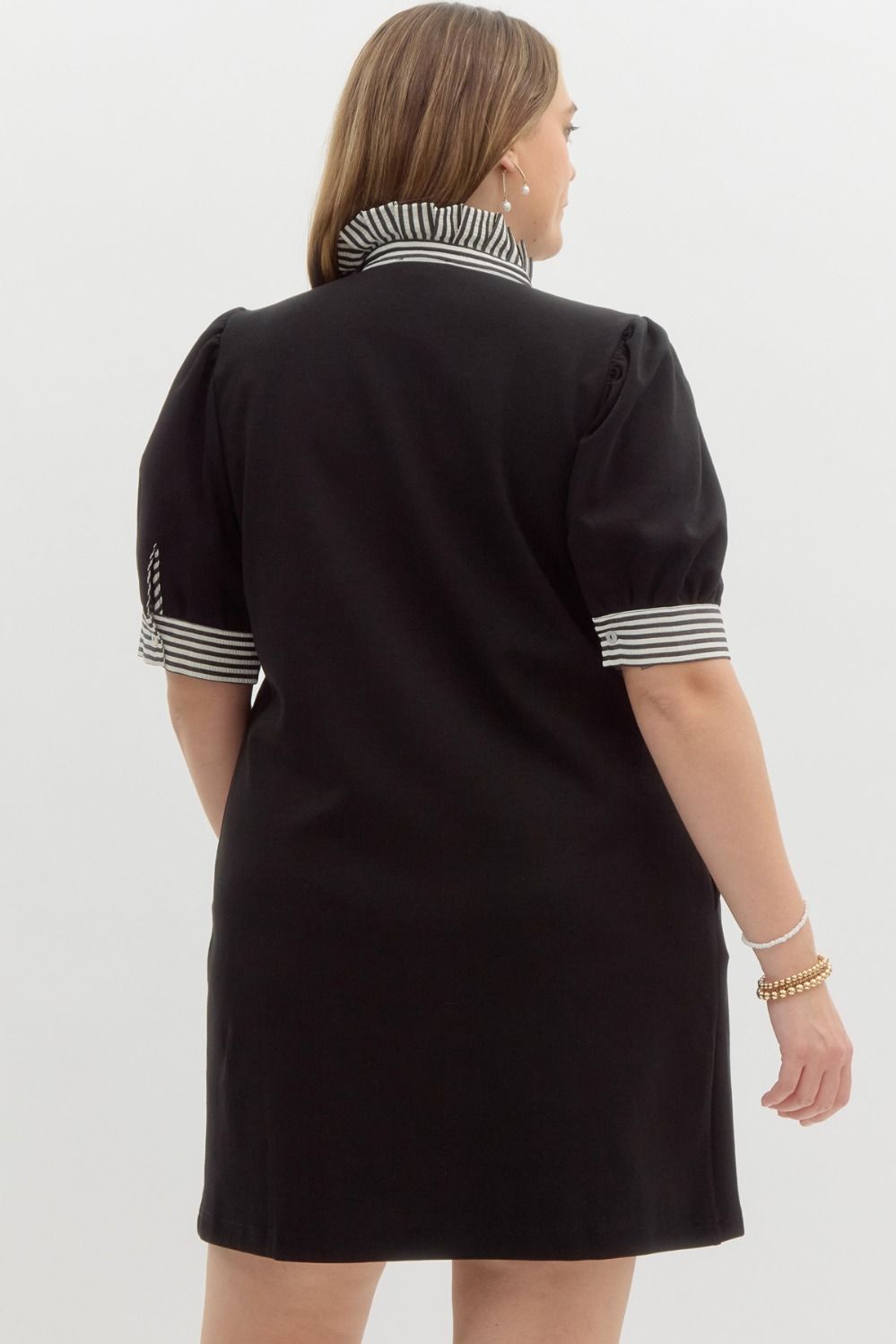 D25821P Curvy Solid Pullover Polo Dress