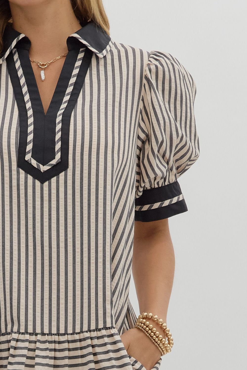 D27123 Textured Stripe Pattern Dress