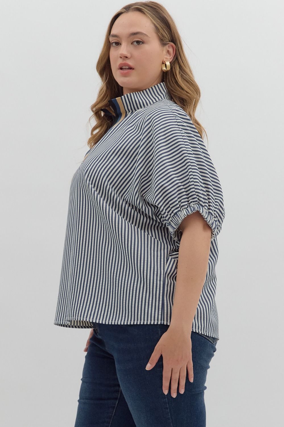 T25970P Curvy Stripe Pattern Dolman Top