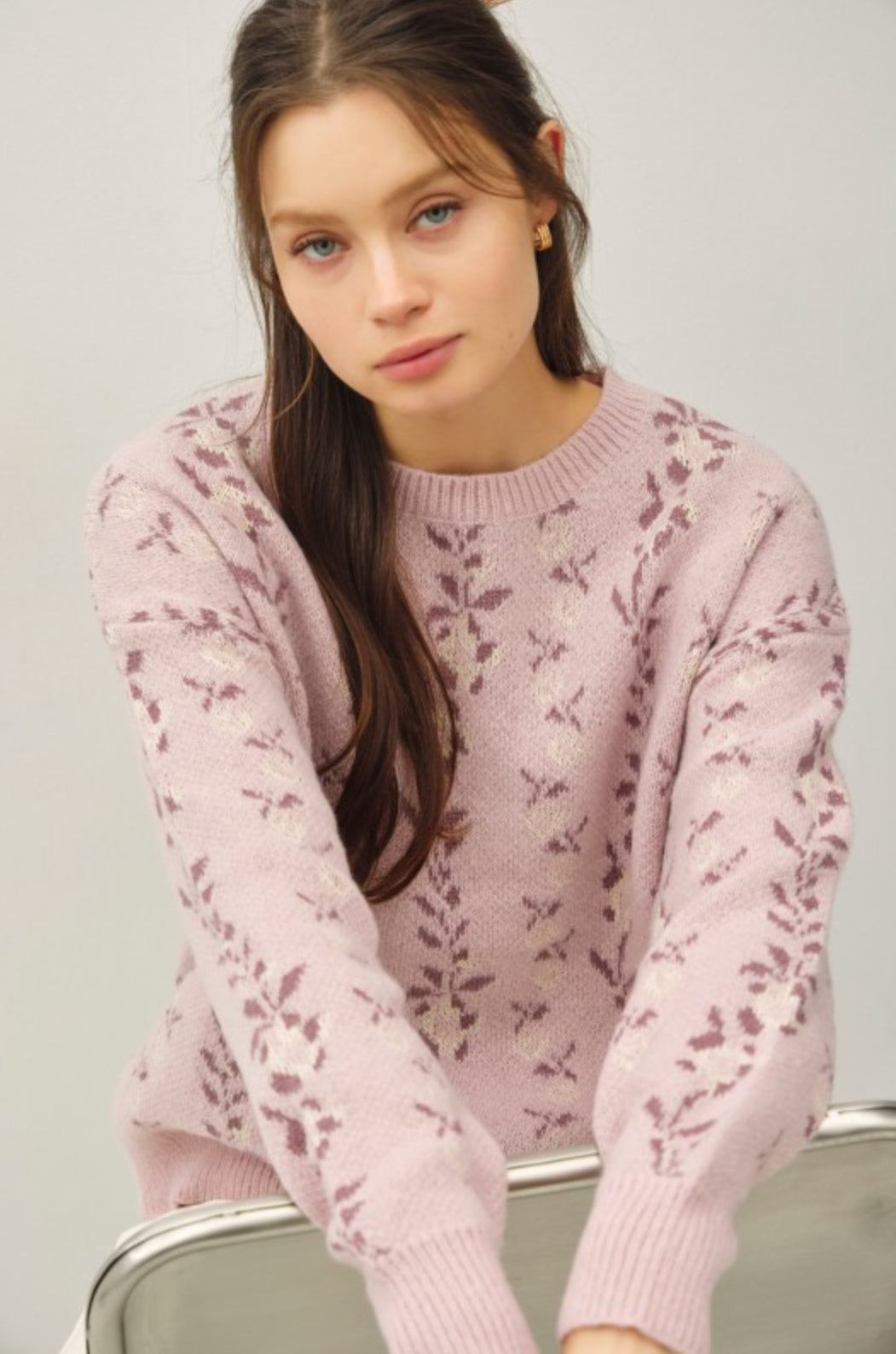 65116 Floral Jacquard Sweater