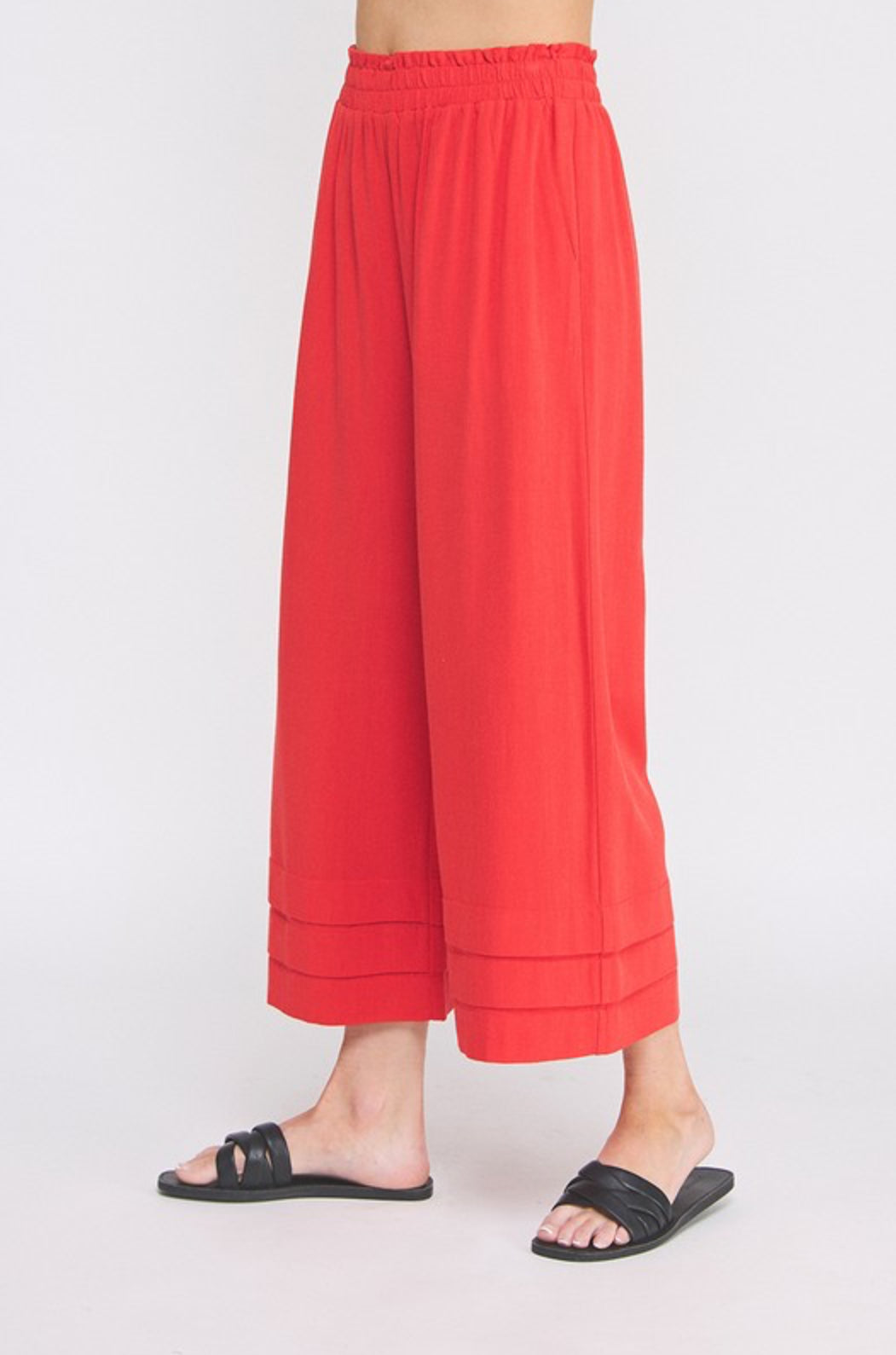 AP9007 Ruffle Hem Linen Pants
