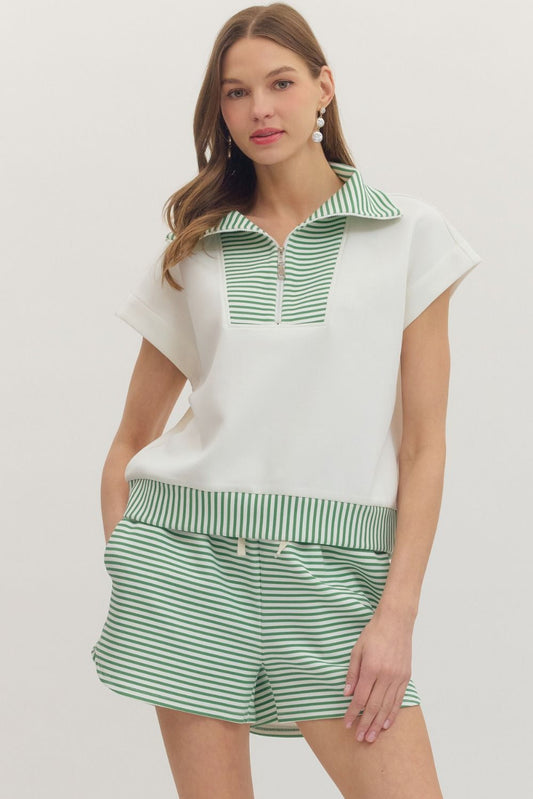 T30997 Striped Cap Sleeve Top