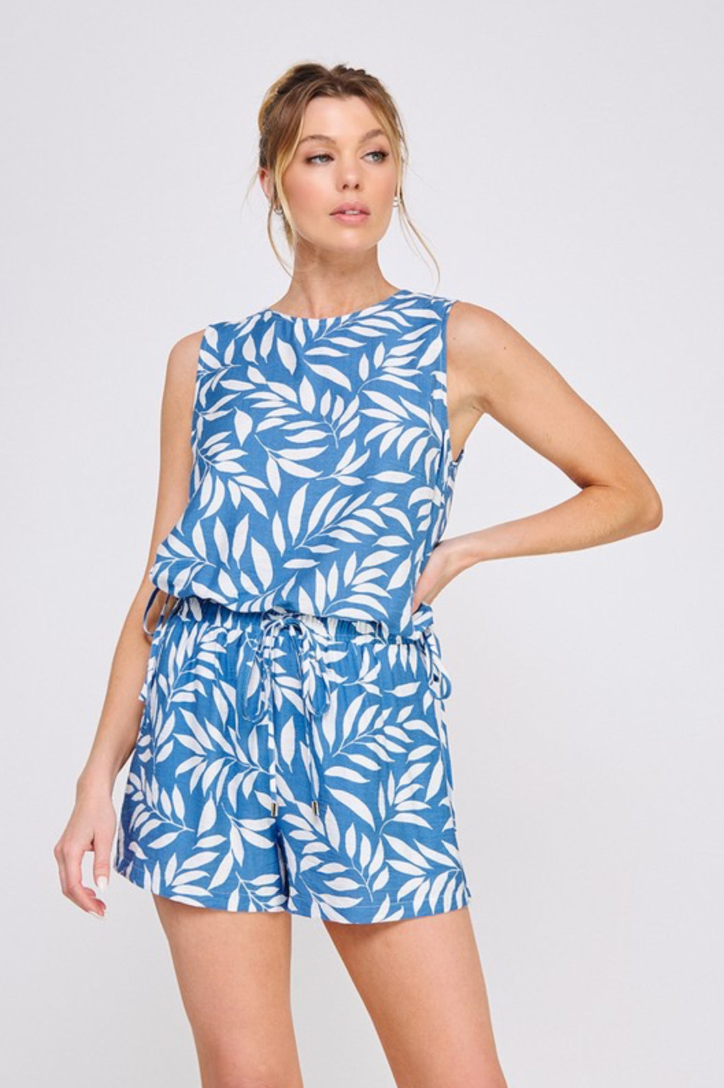 ATP92623 Printed Woven Tank and Shorts Set