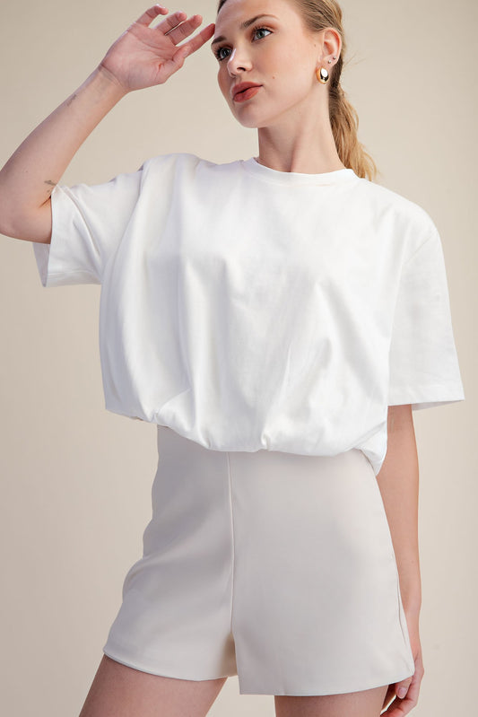 T9121 Cropper Bubble Hem Top