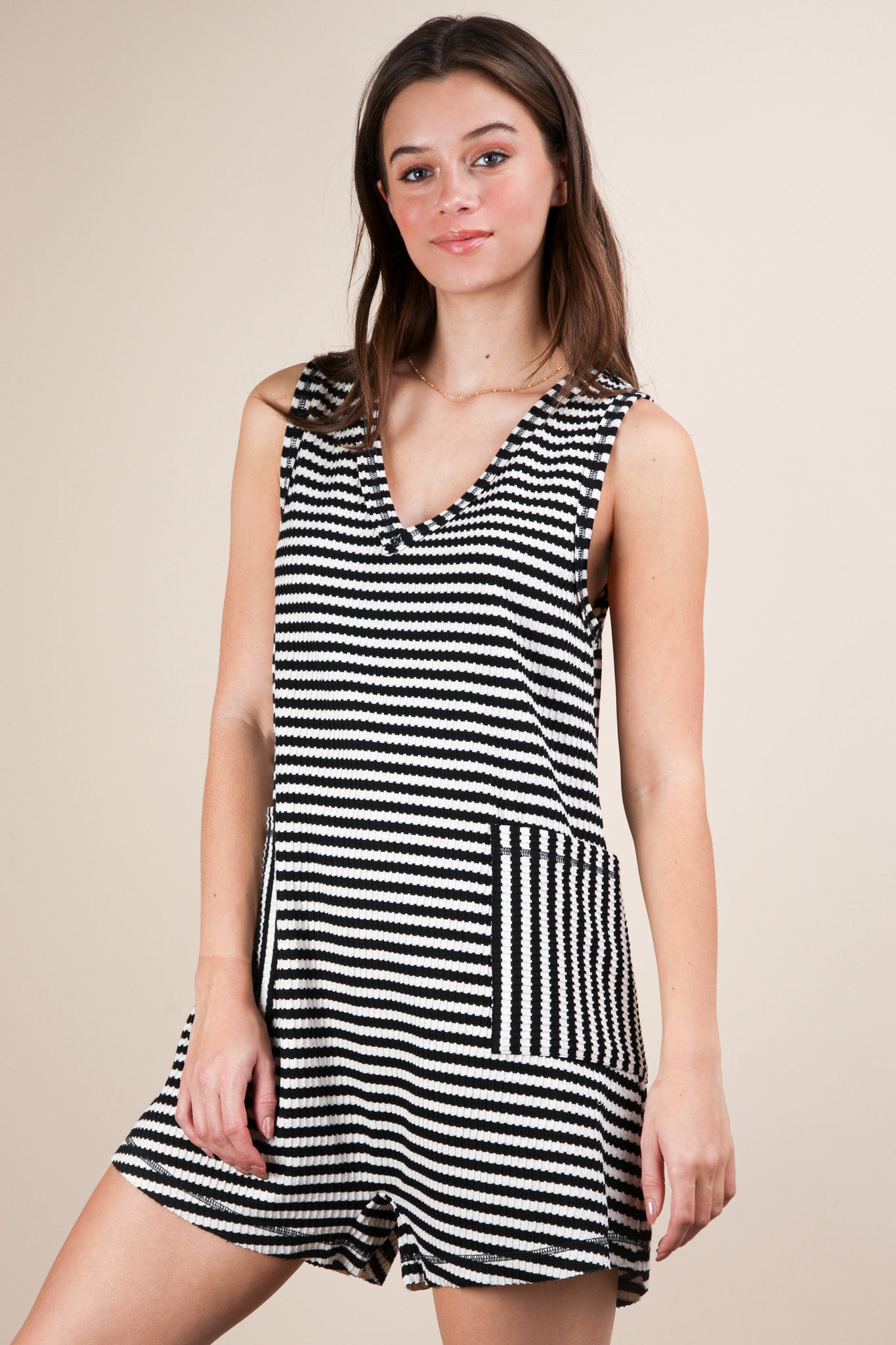 NP70744 Striped Sleeveless Romper