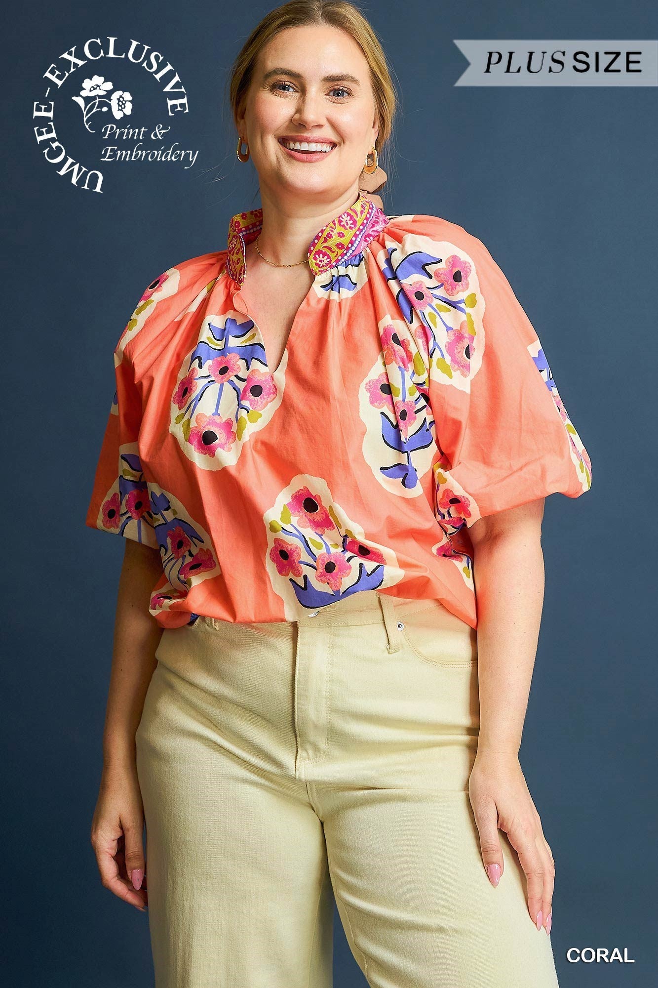 WC4973 Curvy Boho-Chic Embroidered Top
