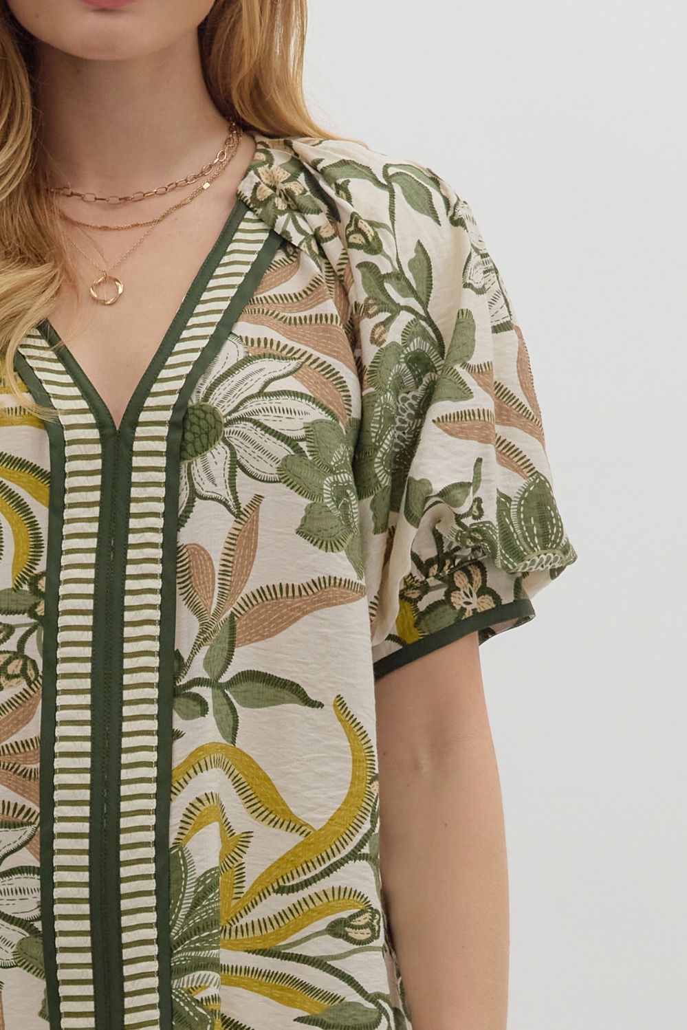 T27414 Botanical Print Top