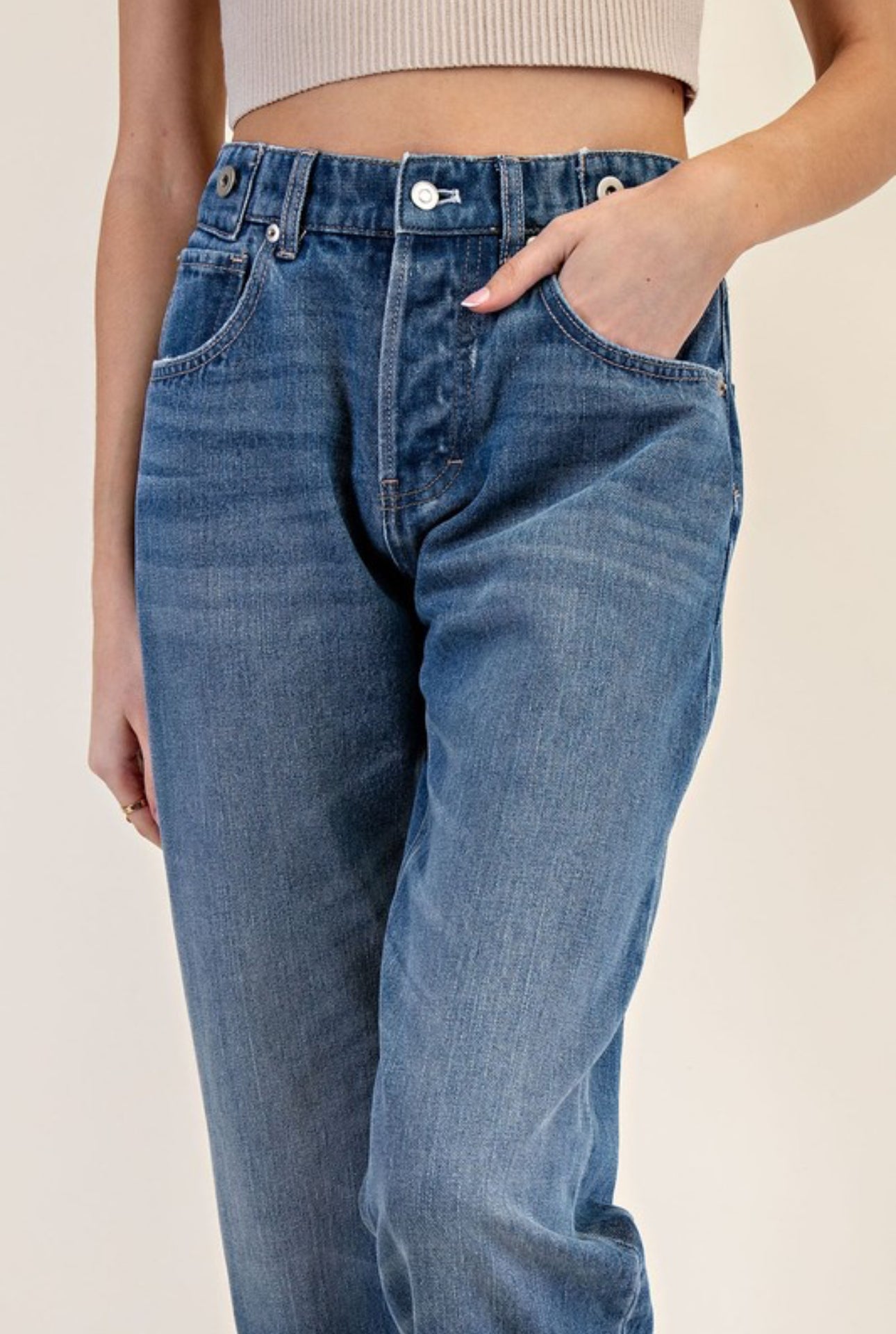 PH12506 Mineral Washed Cuffed Straight Pants