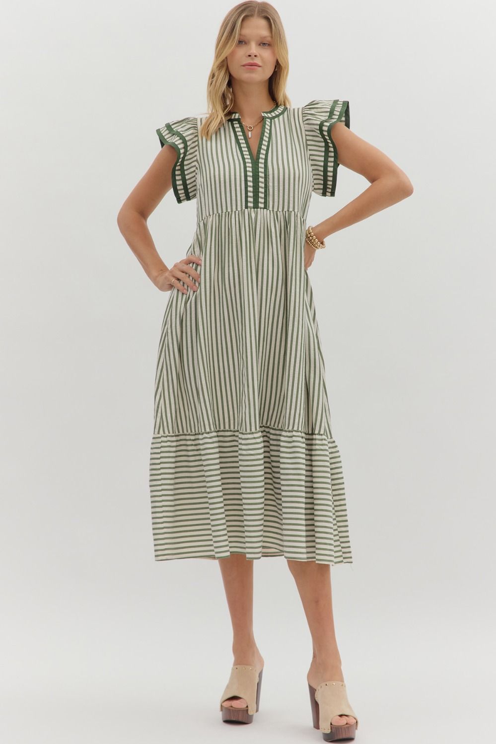 D26444 Textured Stripe Pattern Dress
