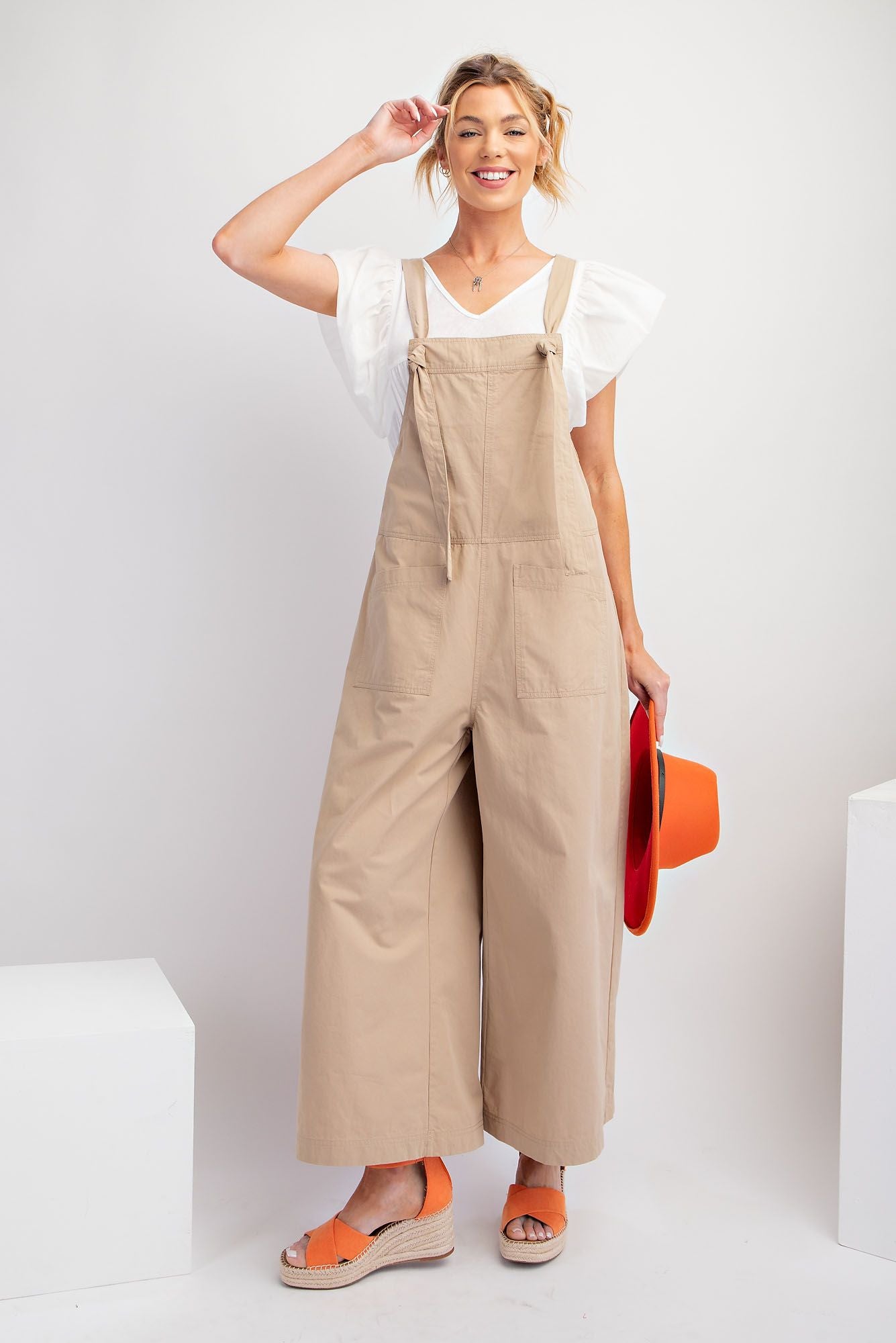 EB55906 Wide Leg Parachute Jumpsuit
