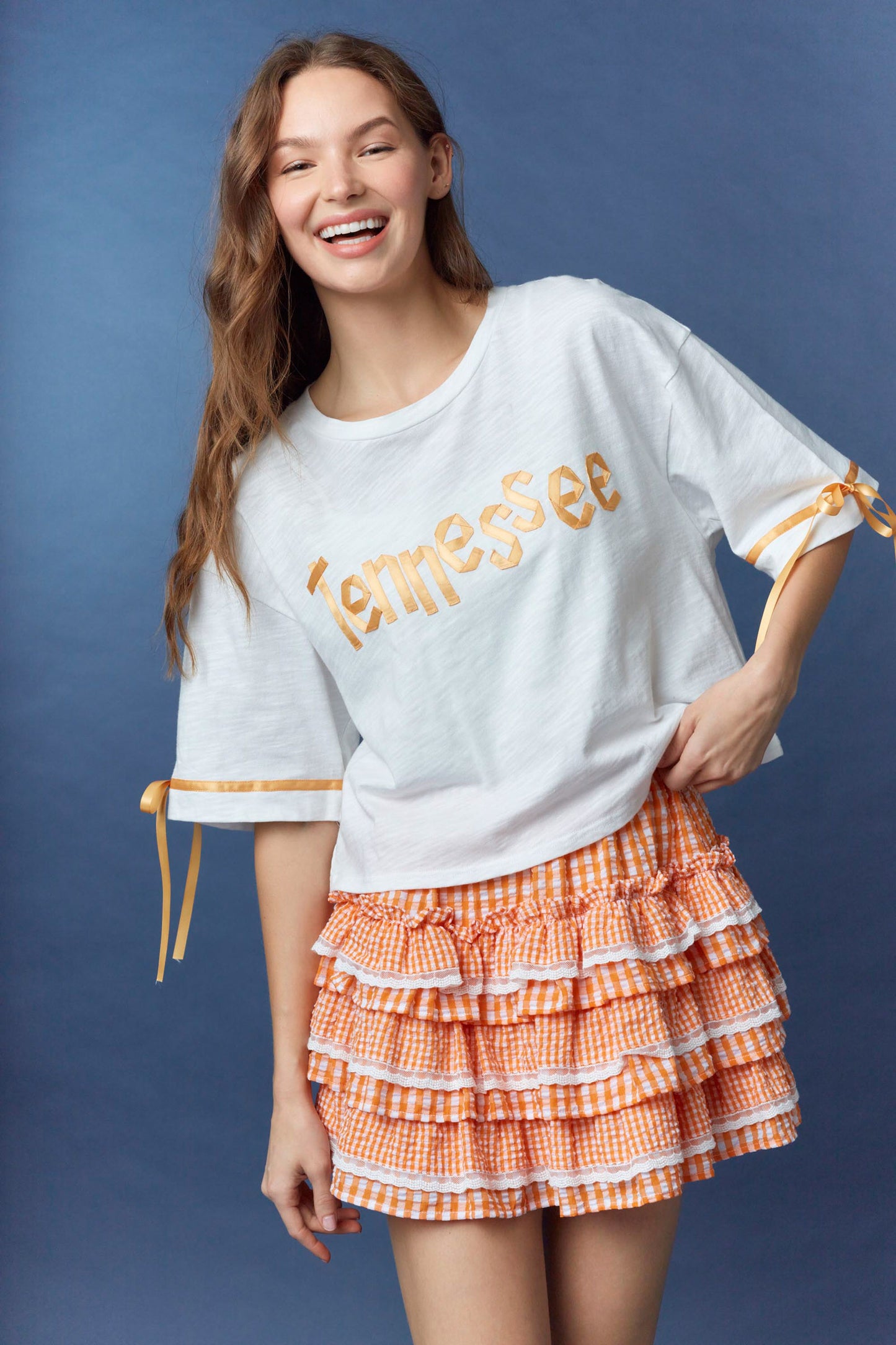 IS800892-02 Gingham Tiered Mini Skirt
