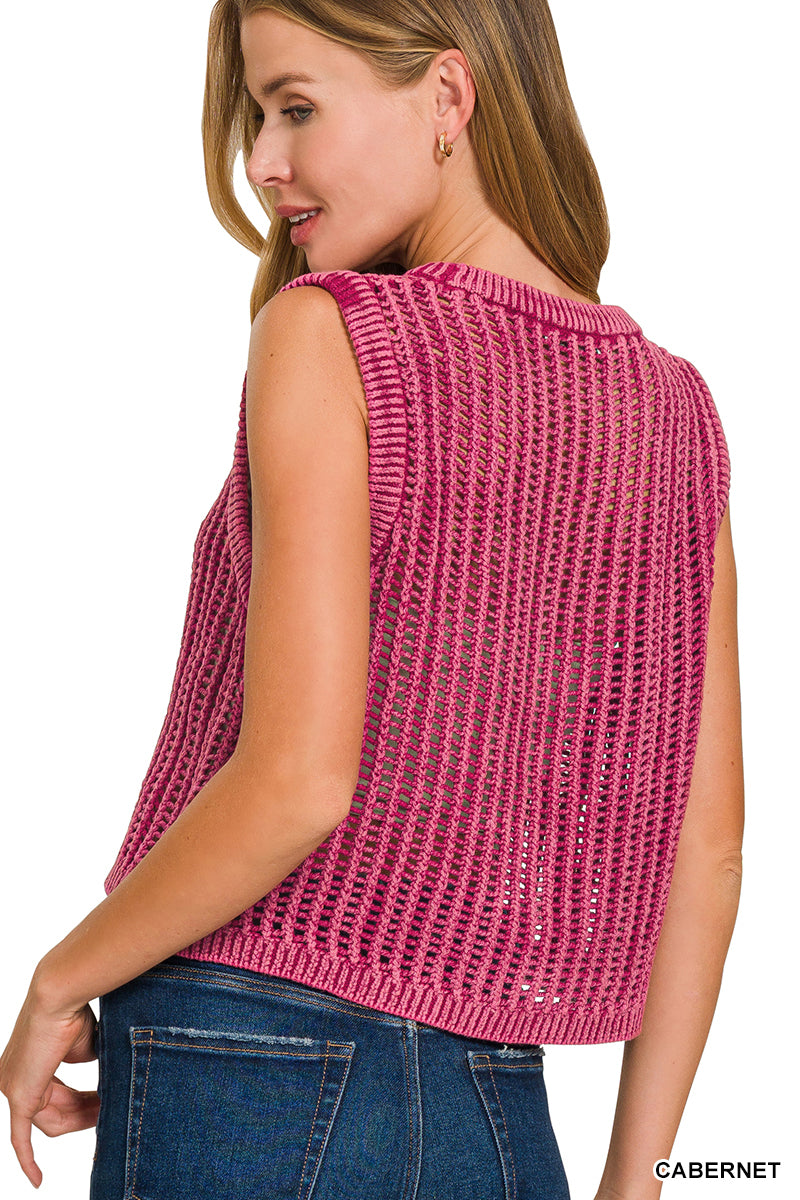TWW-2484Y Fishnet Sweater Vest