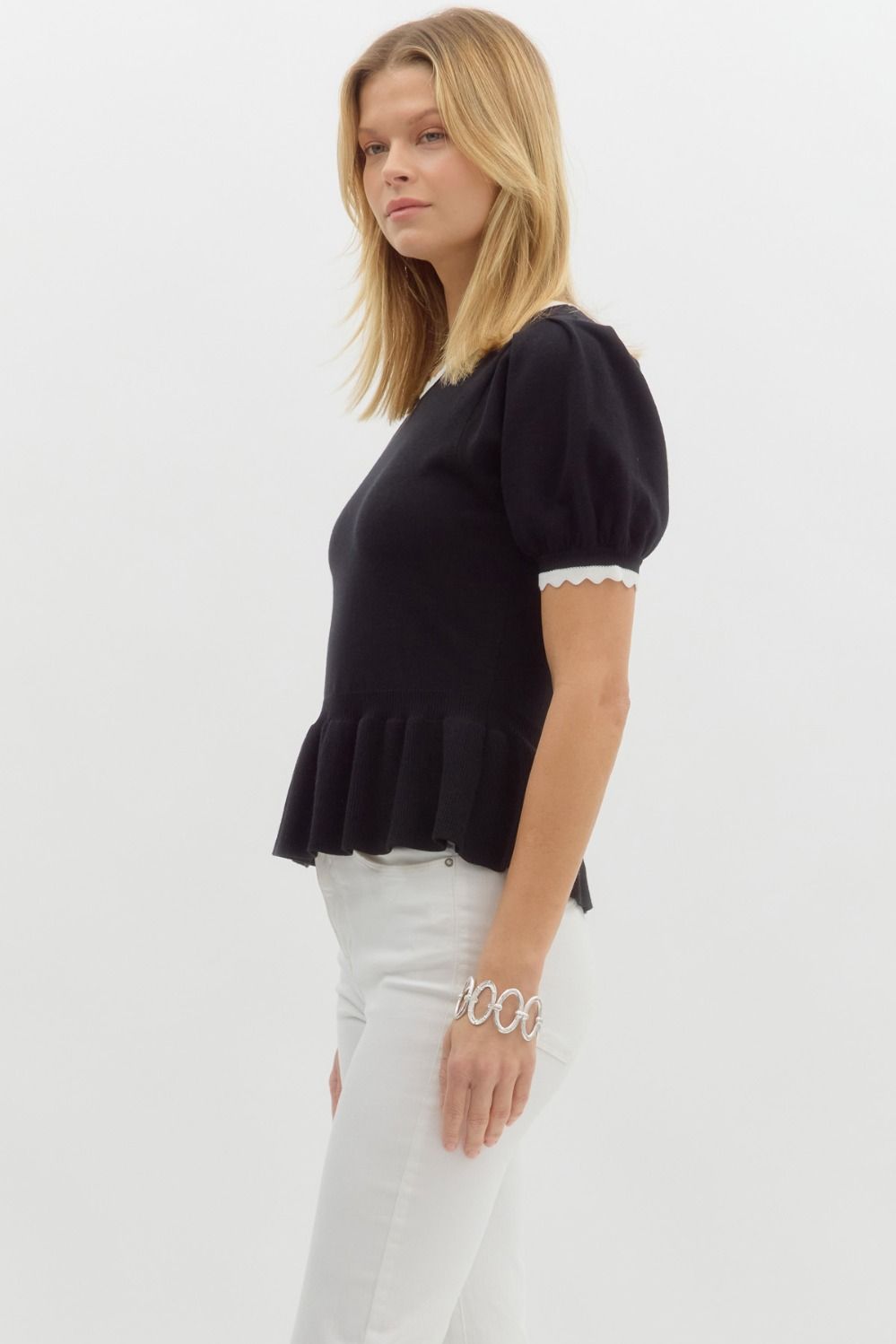 T26210 Solid Peplum Top