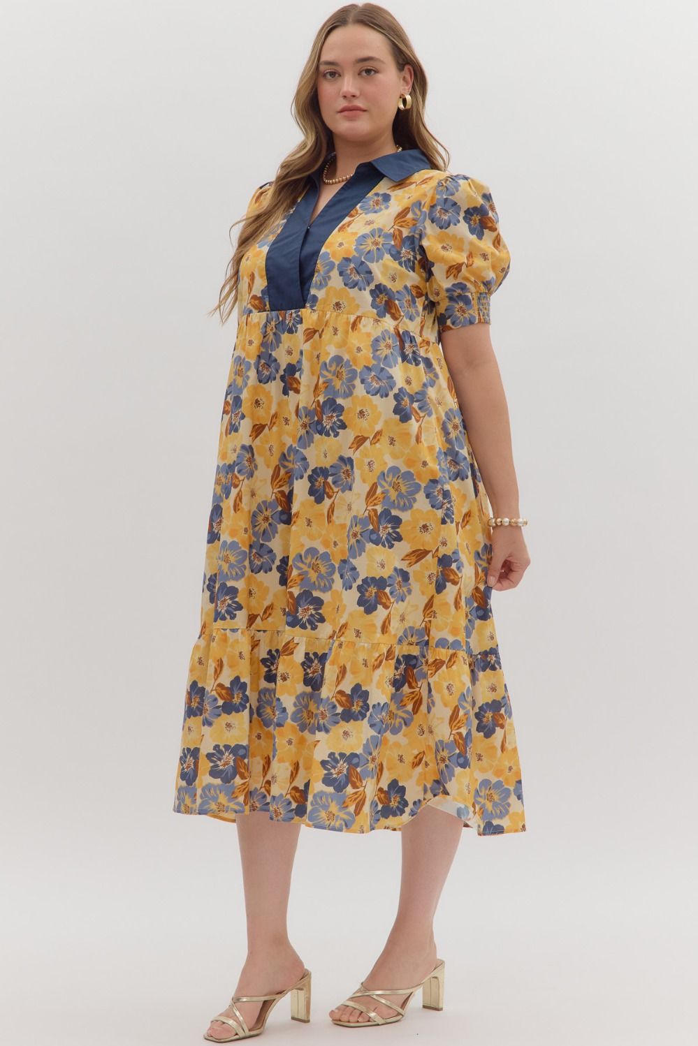 D27476P Curvy Floral Print Dress