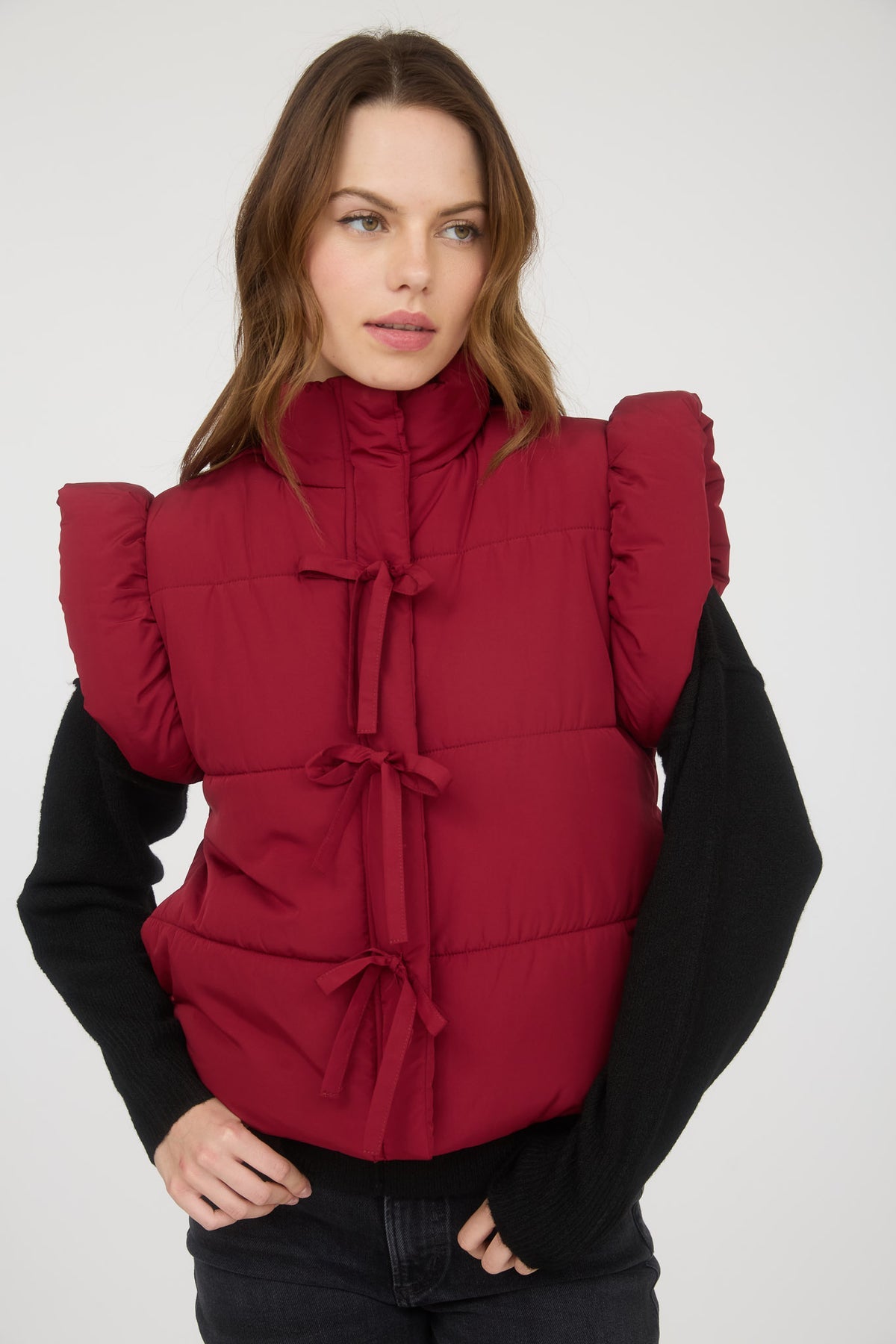 CR2685 Bow Detail Puffer Vest