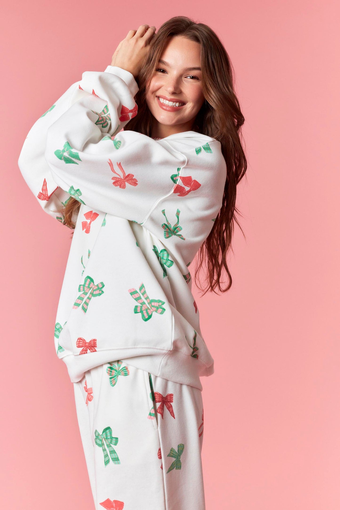 IKT300304-02 Multi Bow Printed Detail Sweatshirt