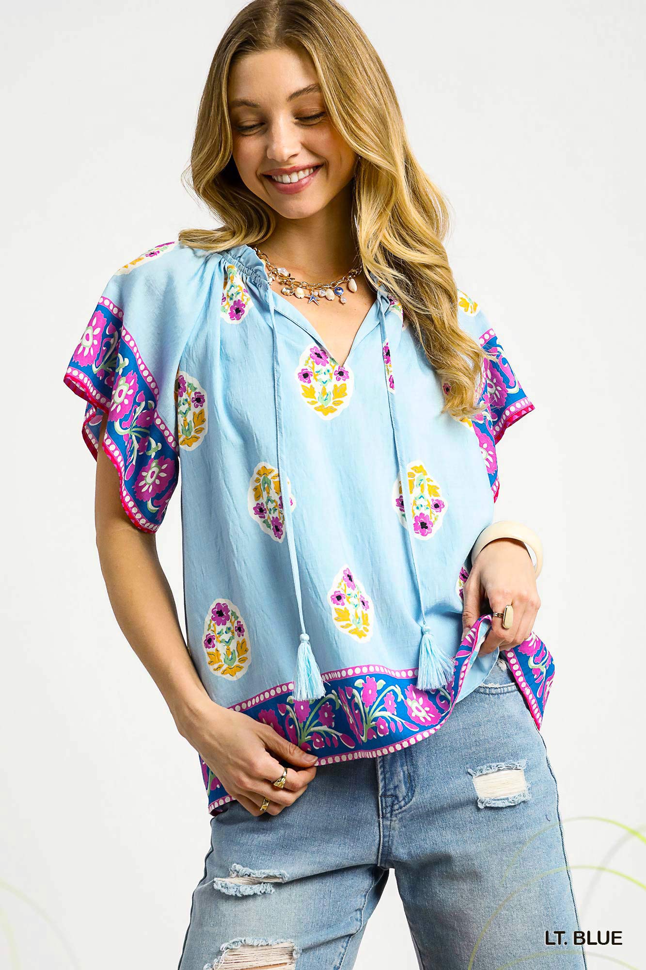 K0169 Boho Bloom Border Top