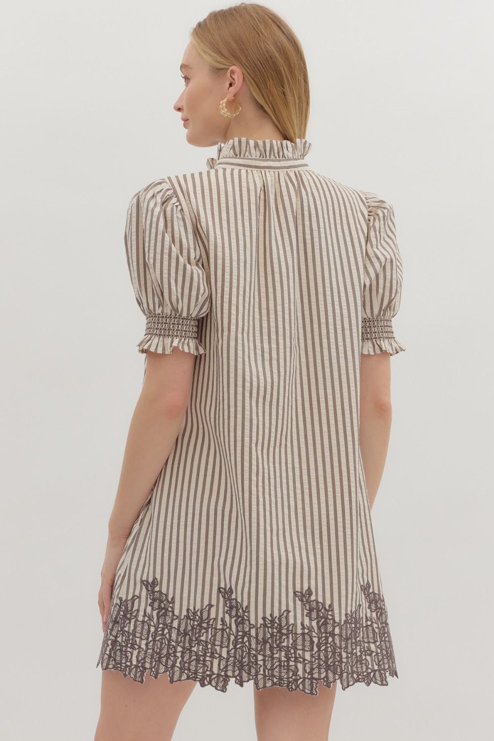 D28162 Stripe Pattern Smocked Dress