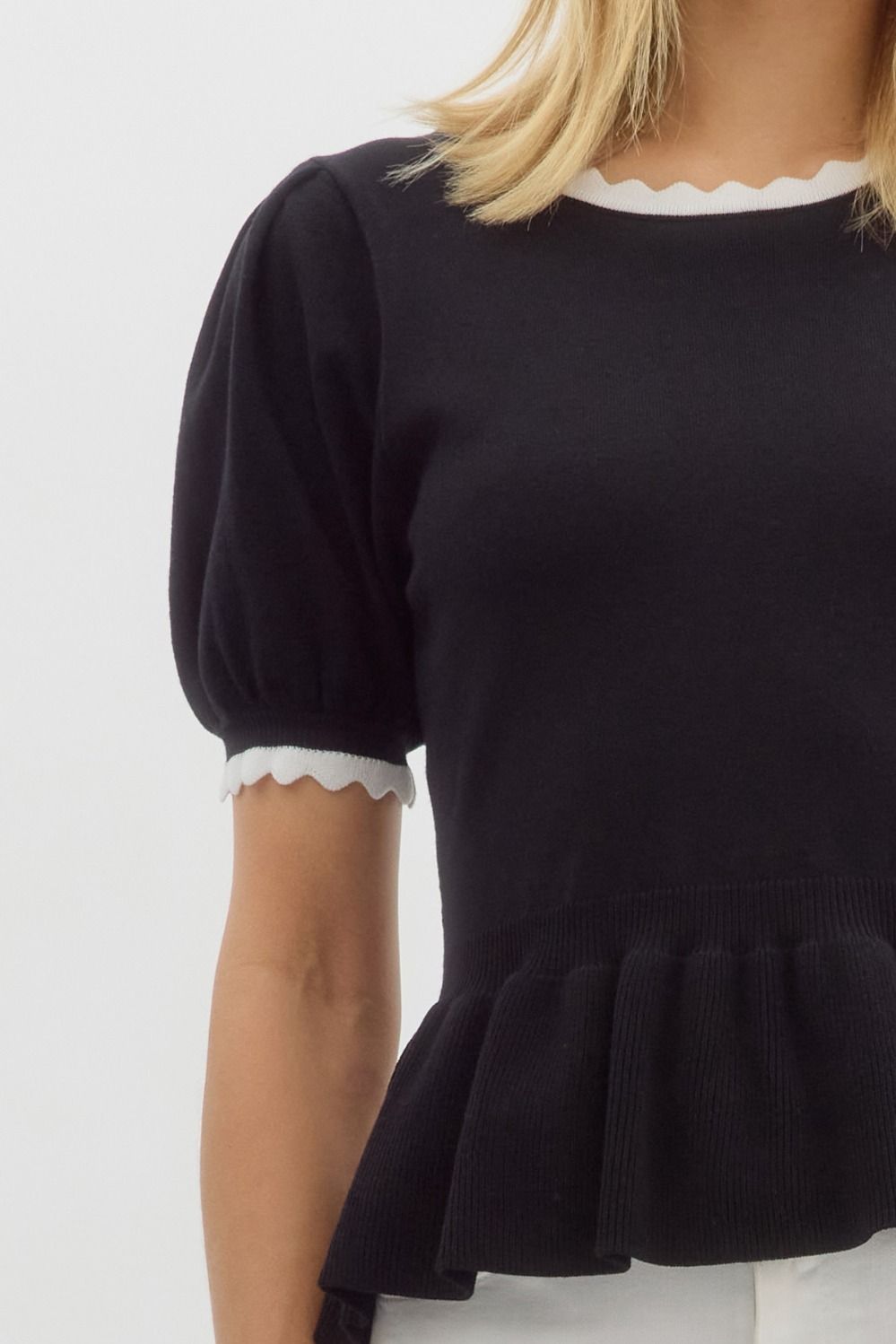 T26210 Solid Peplum Top