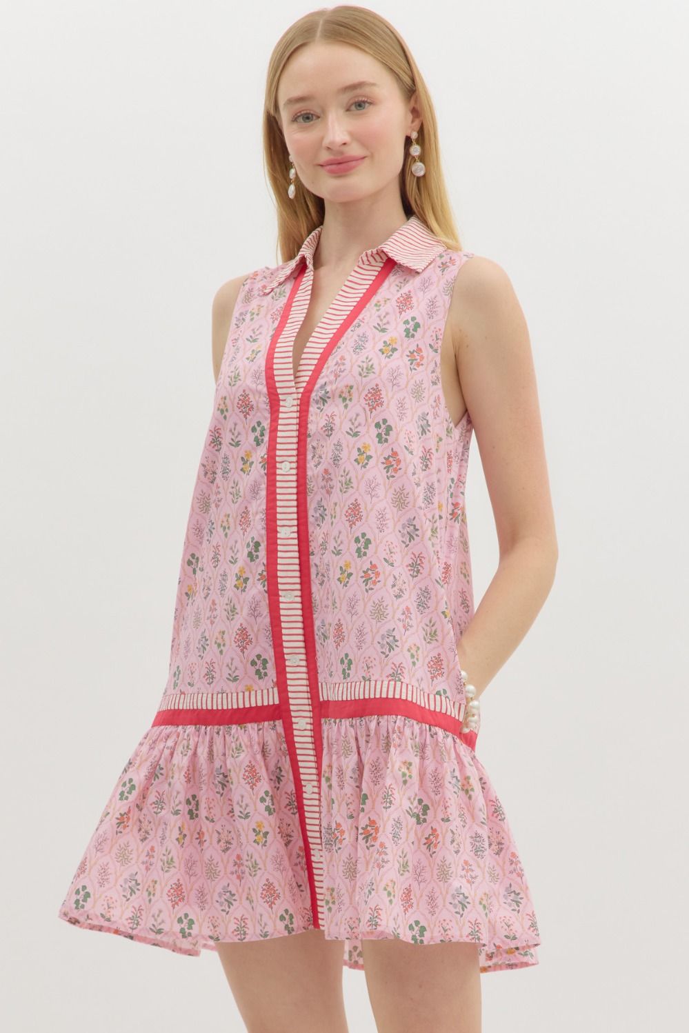D26512 Floral Print Sleeveless Dress