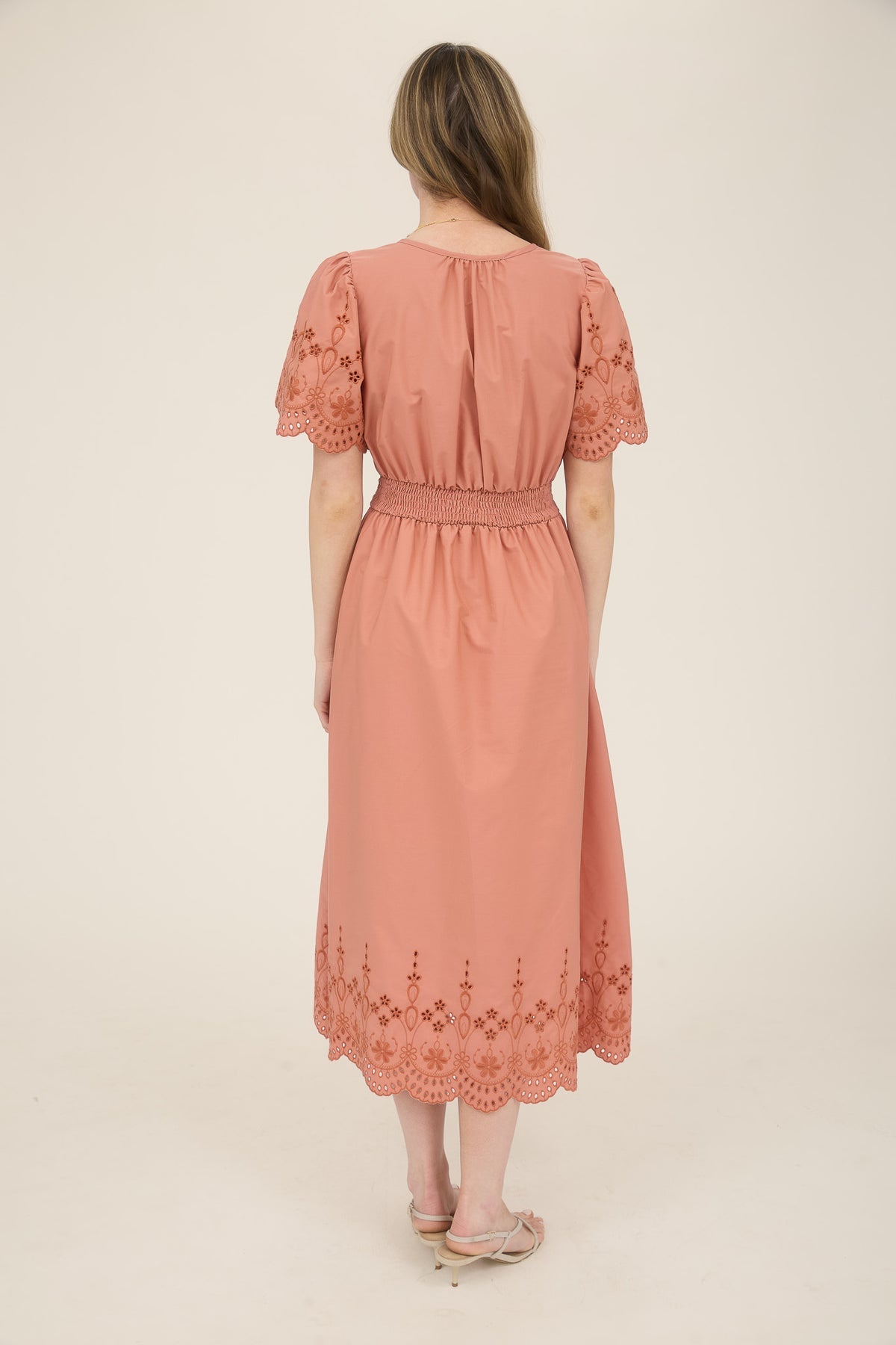 CR2569 Embroidery Detail Midi Dress