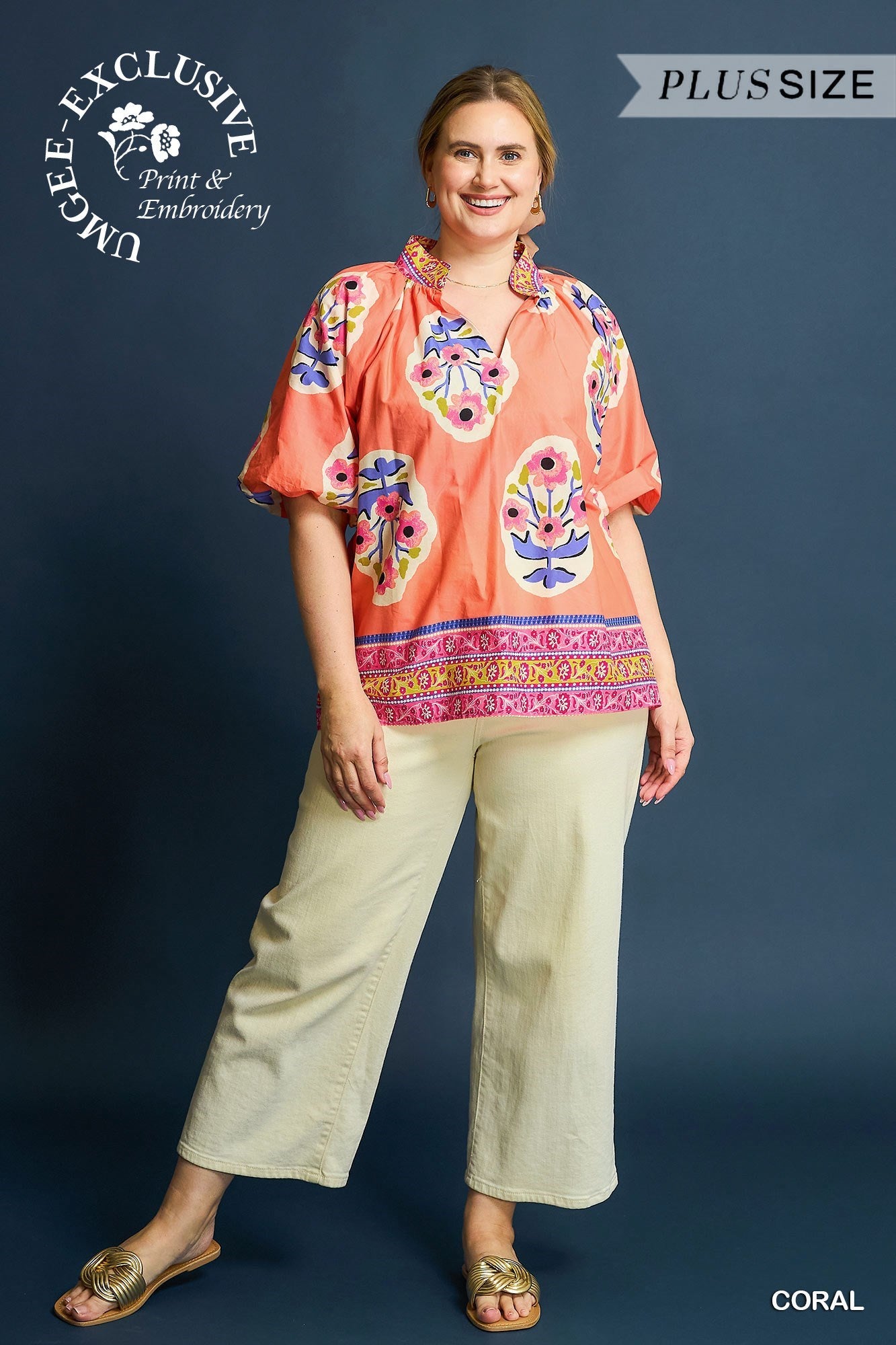 WC4973 Curvy Boho-Chic Embroidered Top