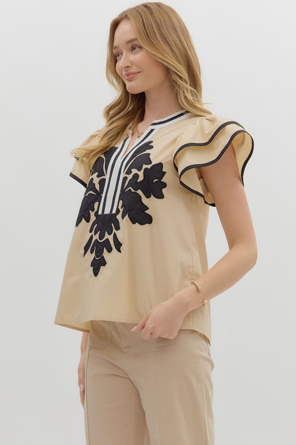 T27586 Flutter Sleeve Top