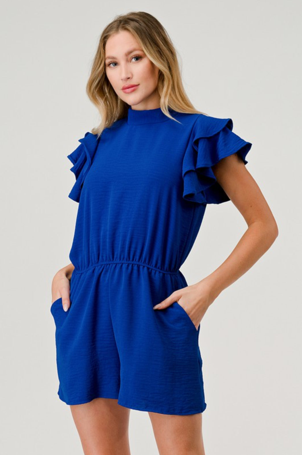 Tara Mock Neck Ruffle Sleeve Romper