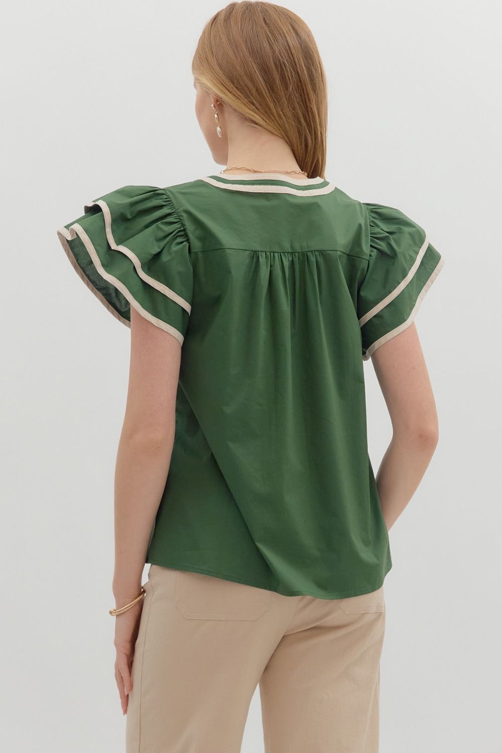 T27586 Flutter Sleeve Top