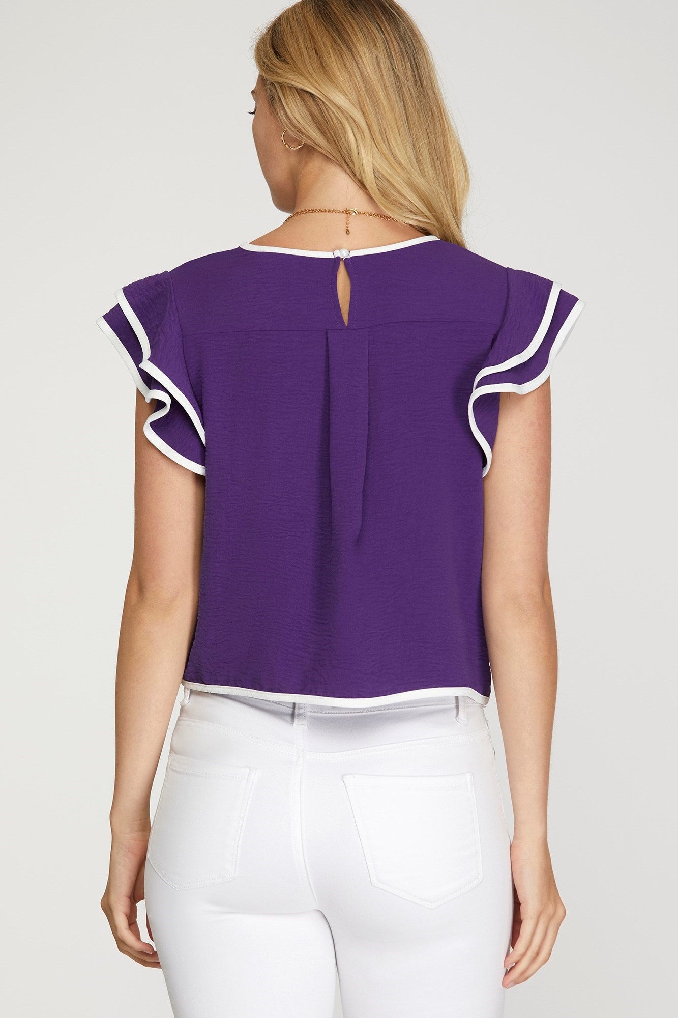 SY6057 Game Day Ruffle Sleeve Top