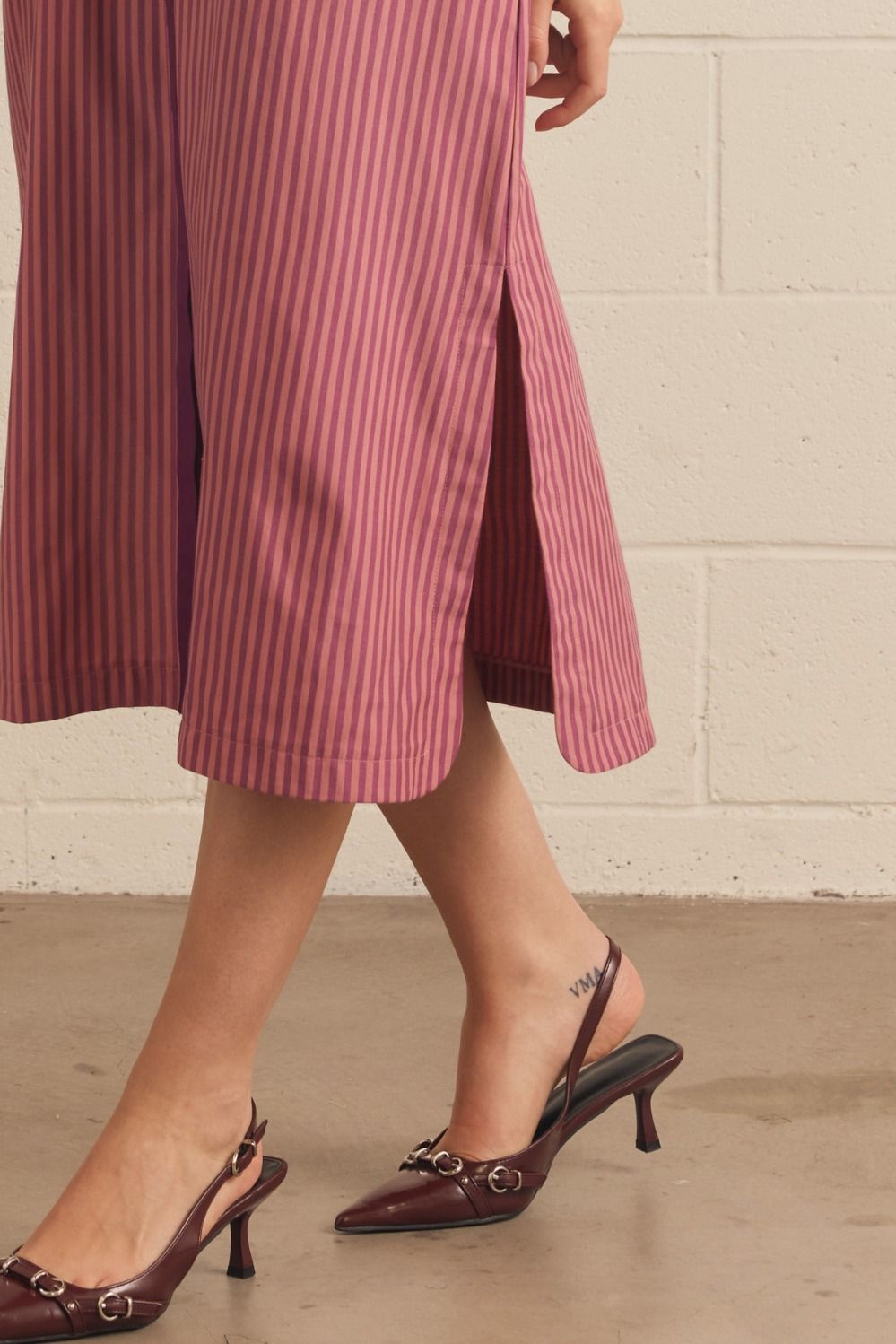 D32560 Stripe Print Midi Dress
