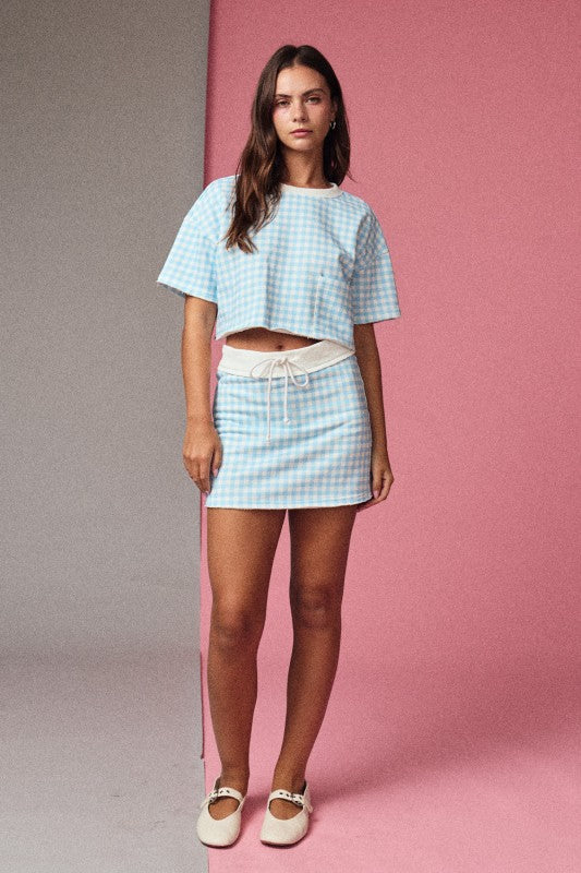 PX17902-4 Gingham Cropped Skort Set