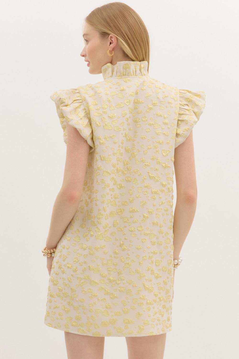 D26743 Metallic Abstract Textured Pattern Dress