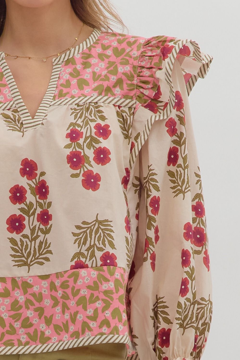 T28295 Multi-Print Long Sleeve Top