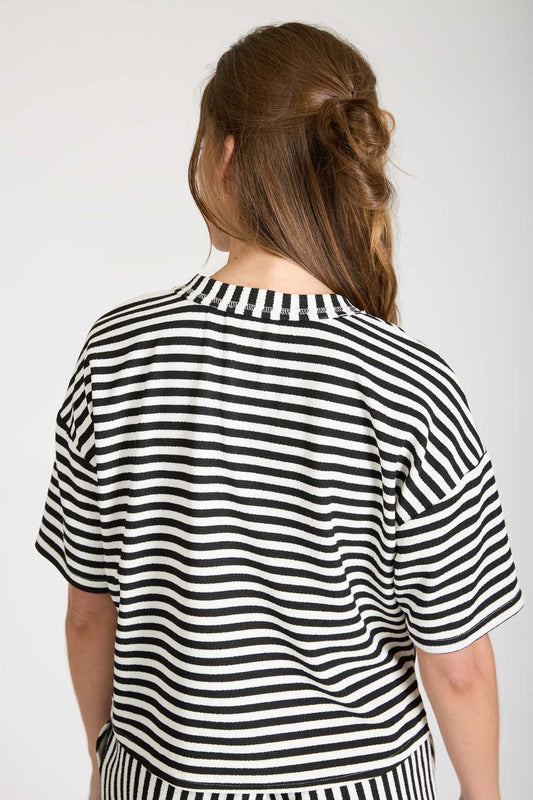 B6SX1045-T Stripe Short Sleeve Top