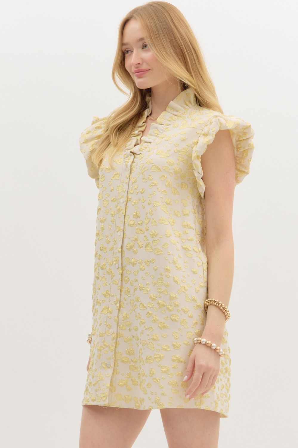 D26743 Metallic Abstract Textured Pattern Dress