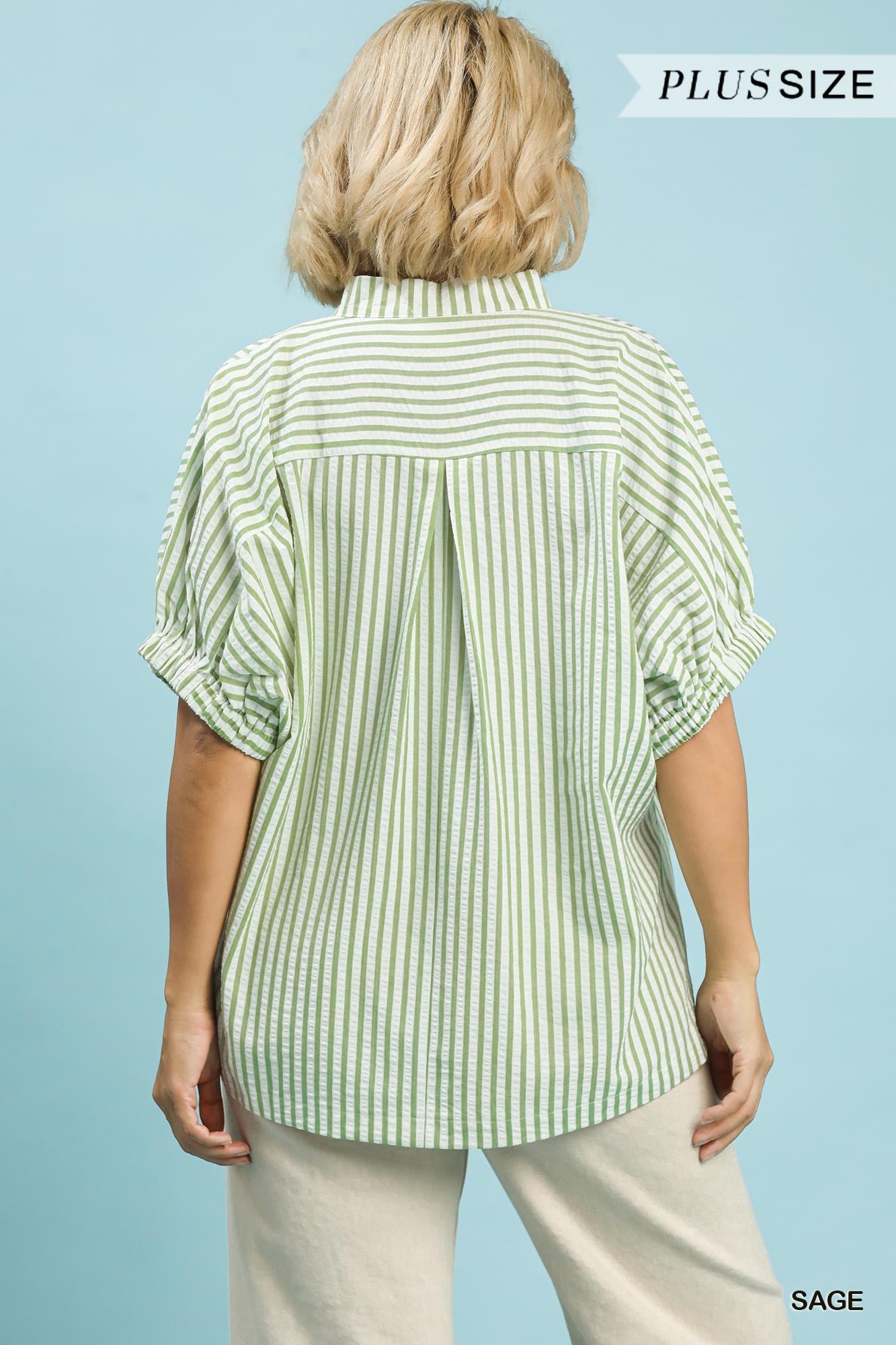 WK1773 Curvy Striped Top with Lace Trim Detail