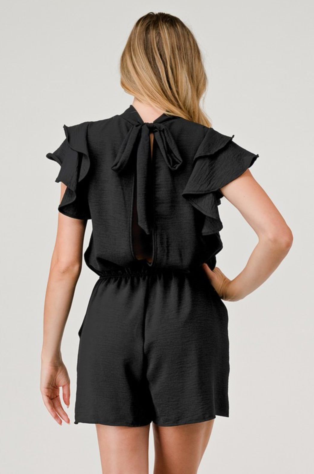 Tara Mock Neck Ruffle Sleeve Romper