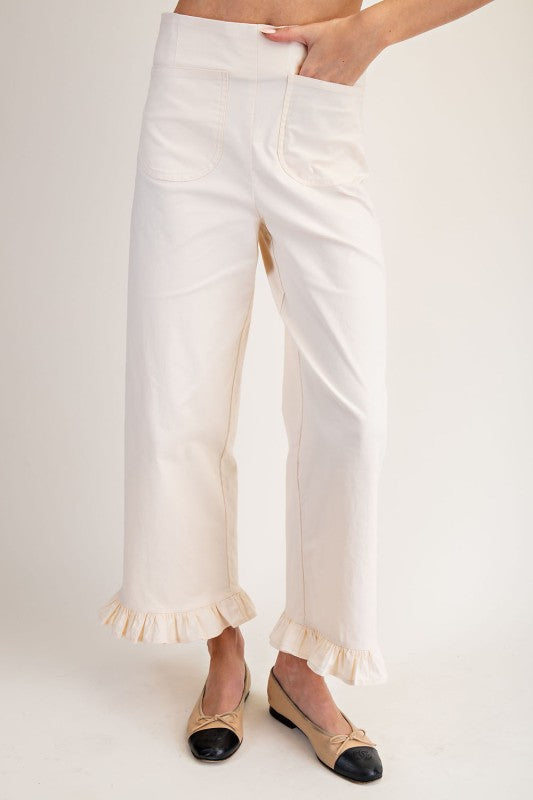 PK14534 Straight Leg Ruffled Hem Pants