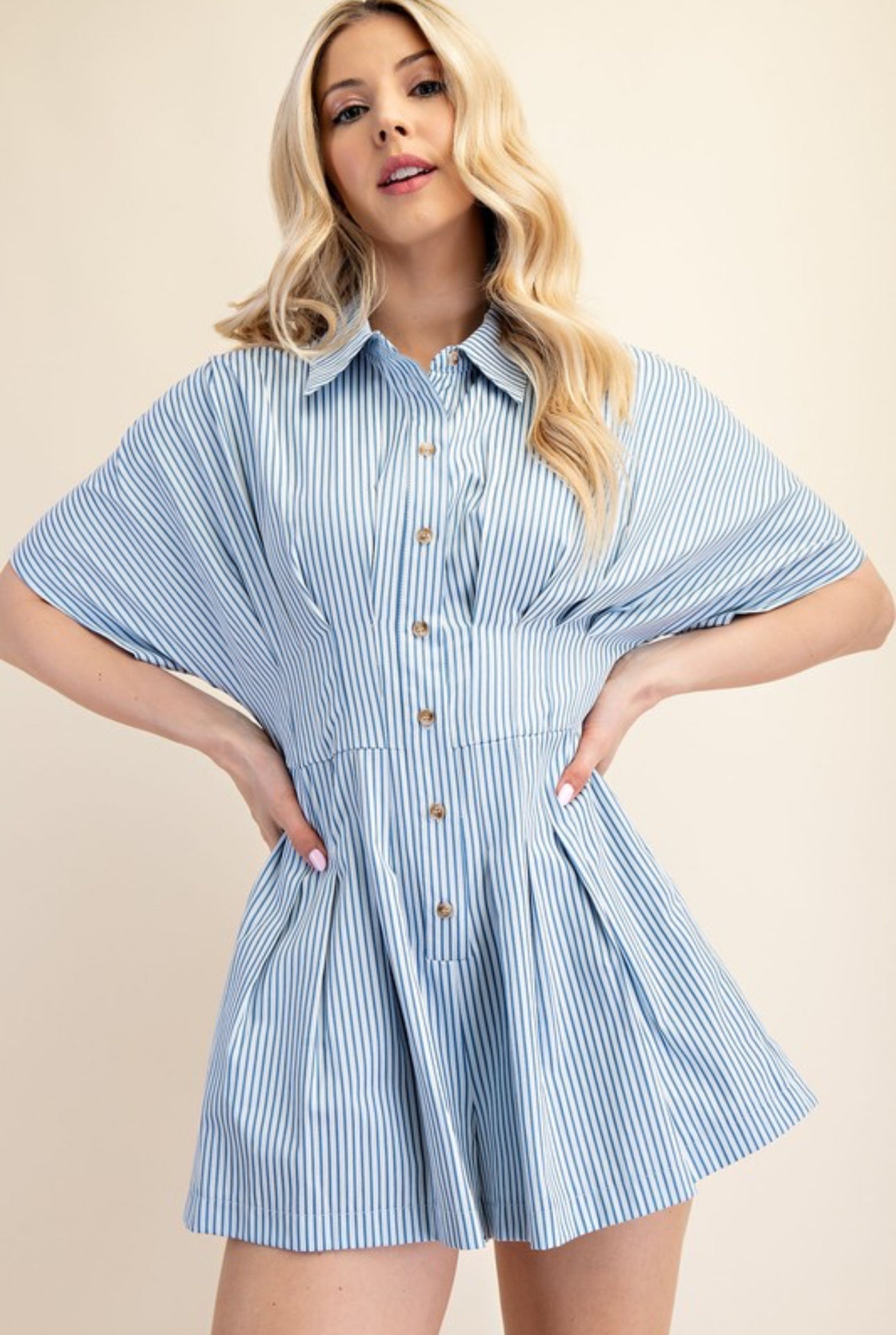 GP6906 Pleated Waist Romper