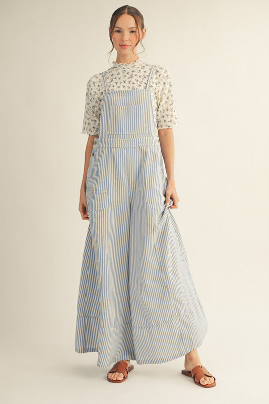 M50411 Wide Leg Striped Jumpsuit