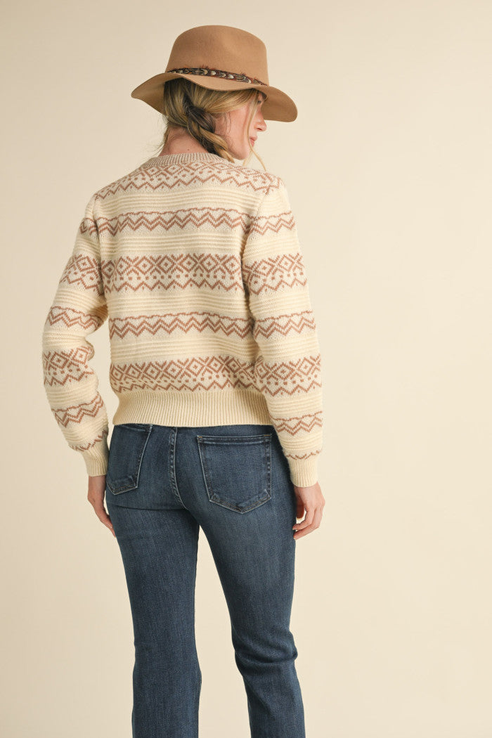 MSW10709 Geometric Striped Sweater