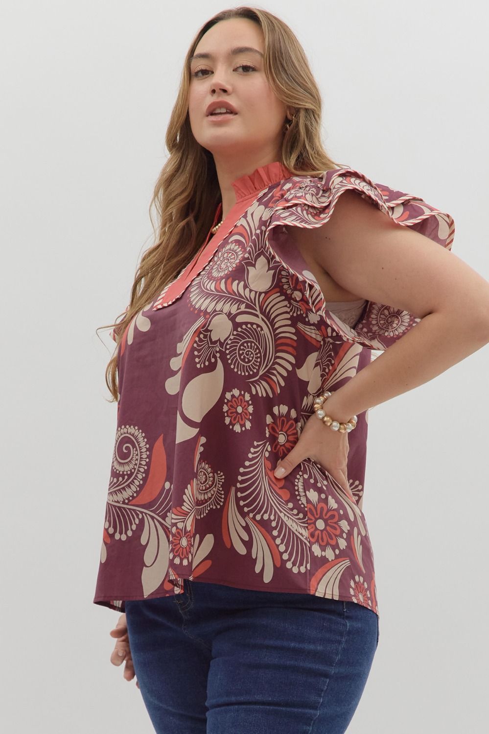 T27145P Curvy Paisley Print Top