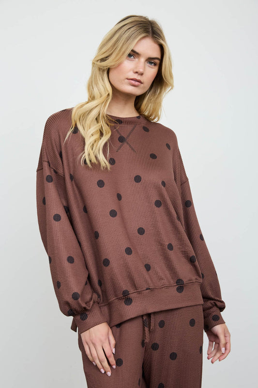 J6FX1019-T Polka Dot Textured Top